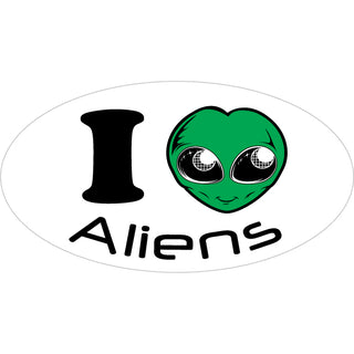 OK4 I Heart Aliens Oval Sticker