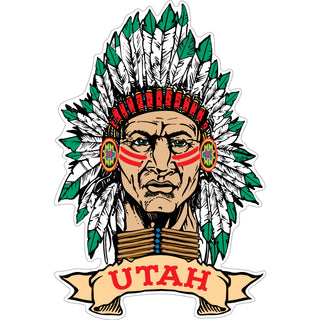 OK4 Utah Indian Chief Front View Sticker