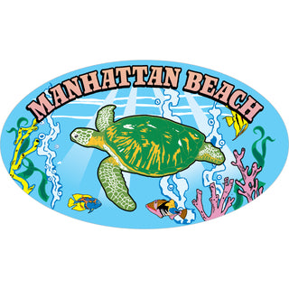 Manhattan Beach  California Turtle In The Sea Oval Sticker