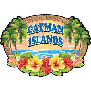 Cayman Islands Wicker Hibiscus Oval Sticker