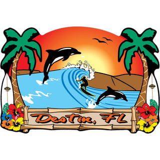 OK4 Destin  FL Surfer Dolphin palms Sticker