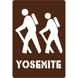 Yosemite   Hikers Brown Sign Sticker