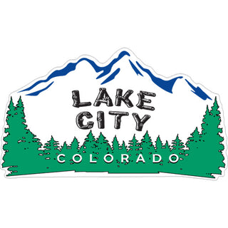 OK4 Lake City Colorado White Mountain Green Trees mini Sticker