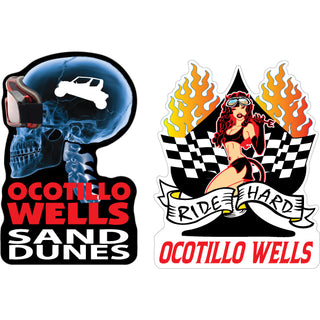 Ocotillo Wells   X Ray Skull & Ride Hard Woman Sticker