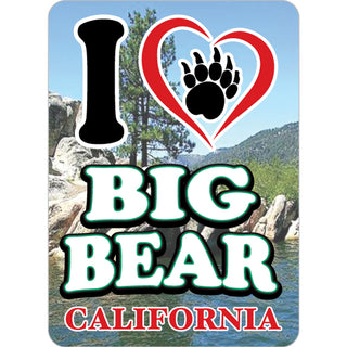 Big Bear CA I Love Bear Paw in Heart Sticker