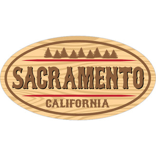Sacramento  California   Wood Grain Oval Sticker