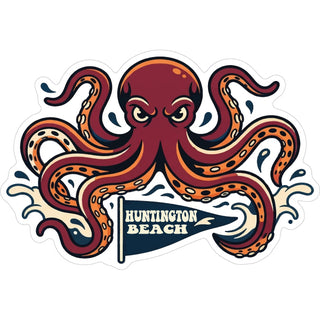 HUNTINGTON BEACH RED OCTOPUS Sticker