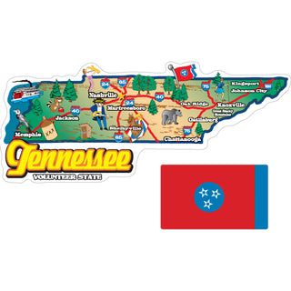 Tennessee  Map and Flag Sticker