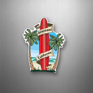 Huntington Beach  California Standing Red Surfboard  Vertical Flexible Magnet