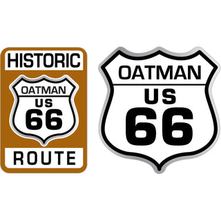 Oatman   Historic Brown Sign & Black White Shield Sticker