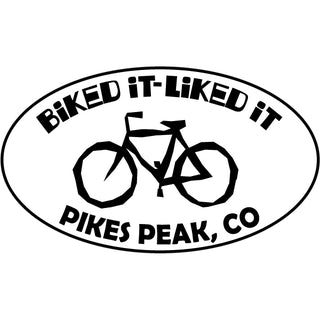 OK4 Pikes Peak Colorado Biked It Liked It B+W Oval Sticker