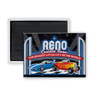 Reno   2 Classic Cars Arch Rectangle Badge Magnet