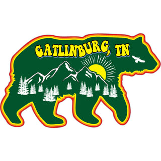 Gatlinburg  TN   Green Retro Bear Sticker