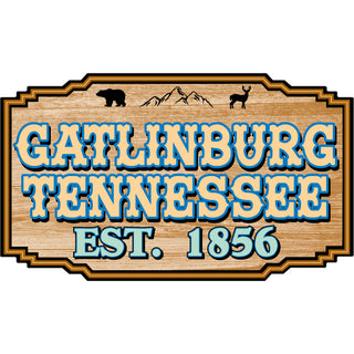 Gatlinburg Brown Wood Sign Sticker
