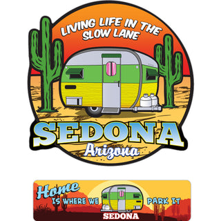 Sedona  Arizona   Tear Drop Camper Trailer 2 Up Sticker