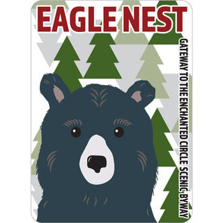 Eagle Nest  NM   Minimalist Bear and Pine Trees Sticker