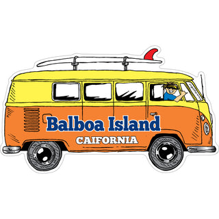 Balboa Island  CA   Bus Side View Surfboard Sticker