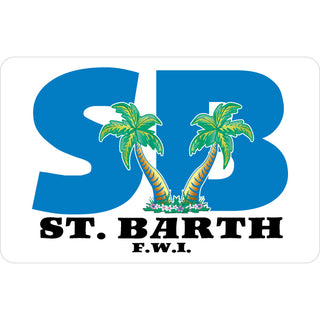 St. Barth F.W.I   Blue Fat Letters Palm Trees Sticker