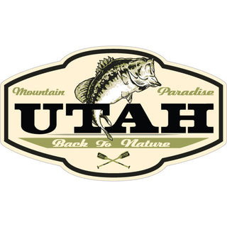 Utah Bass Sign   Utah Fish On Plaque Sticker