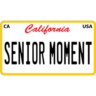 SENIOR MOMENT LICENSE PLATE Sticker