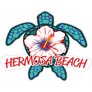 Hermosa Beach   Blue Turtle with White Flower Sticker