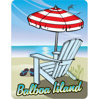 Balboa Island  CA   Umbrella Beach Chair Scene Sticker