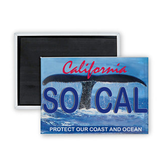 So Cal License Plate Whale Tail Rectangle Badge Magnet