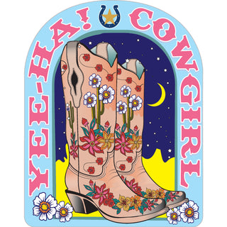 Novelty   Yeeha Cowgirl Boots Sticker