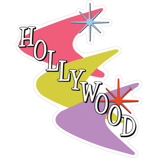 Hollywood   Retro Boomerang Sticker