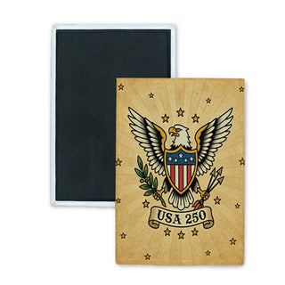 Novelty   Eagle Shield USA 250 Anniversary Rectangle Badge Magnet