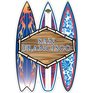 Surfboards Wood Sign   San Francisco  CA 3 Surfboards Sticker