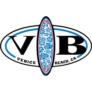 Venice Beach CA VB with Surfboard Oval Sticker