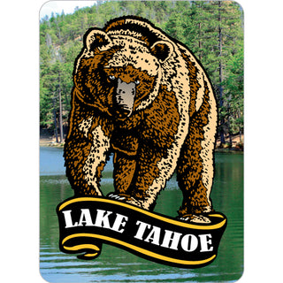 Lake Tahoe   Bear on Banner Sticker