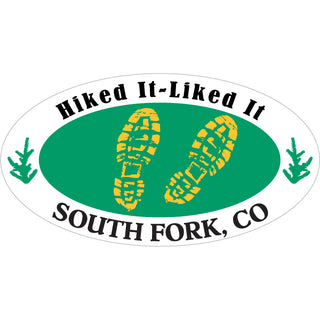 OK4 South Fork CO Hiked It Liked It Green Oval Sticker