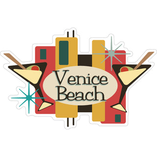 Venice Beach   Retro Martini Glasses Sticker