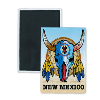 New Mexico   Skull Dream Catcher Rectangle Badge Magnet