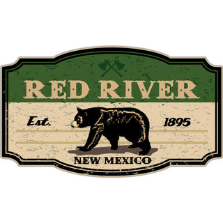Red River  New Mexico   Green Bear Sign Sticker