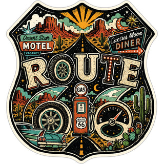 ROUTE 66 SHIELD ICONS NIGHT Sticker