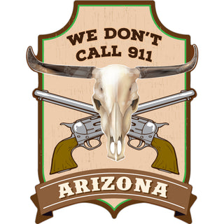 Arizona Guns & Steer Skull Plaque Sticker