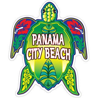 OK4 Panama City Beach Green Floral Turtle (28693) Sticker