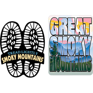 Great Smoky Mountains Tread Lightly Boots and Mountain Pastel Sky Sunset Sticker