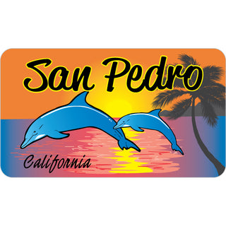 San Pedro  CA Dolphins Sunset (00084) Sticker