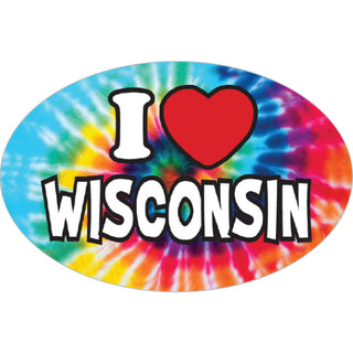 GP SB110 I Heart Wisconsin Tie Dye Oval Sticker