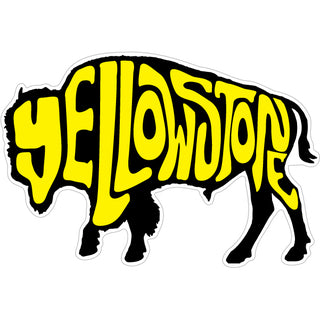 Yellowstone National Park   Yellow Letter Bison Sticker