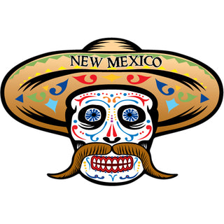 New Mexico   Day of the Dead Fu Man Chu Sombrero Skull Sticker