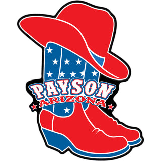 Payson Arizona Americana Cowboy Hat and Boots Sticker