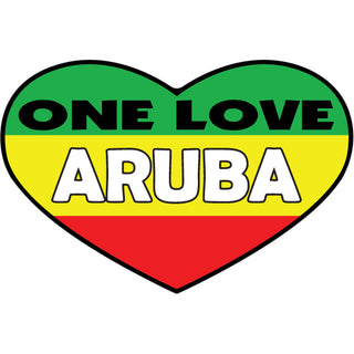 Aruba   One Love Rasta Heart Sticker