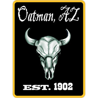 Oatman Steer SKull Black Vert Rectangle Sticker