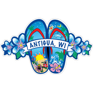 Anitgua WI Blue Flower Flip Flops Sticker