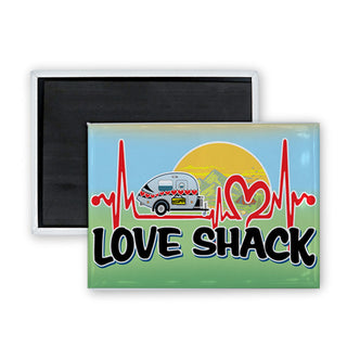 Novelty   Love Shack Trailer Heartbeat Rectangle Badge Magnet